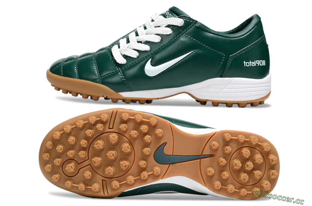 Unisex Nike Total 90 III TF Artificial Turf Low-Tops Football Shoes - Green/White/Brown 1