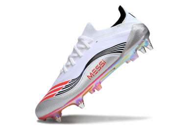 Men's Messi x Adidas F50 Elite SG Soft Ground Low-Tops Football Boots - White/Red/Black