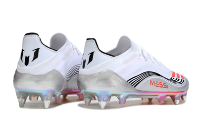 Men's Messi x Adidas F50 Elite SG Soft Ground Low-Tops Football Boots - White/Red/Black