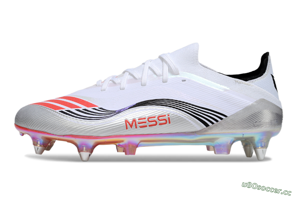 Men's Messi x Adidas F50 Elite SG Soft Ground Low-Tops Football Boots - White/Red/Black 0