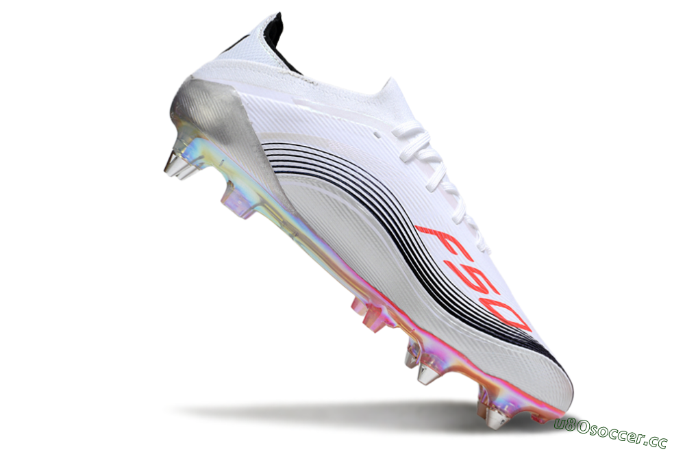 Men's Messi x Adidas F50 Elite SG Soft Ground Low-Tops Football Boots - White/Red/Black 4