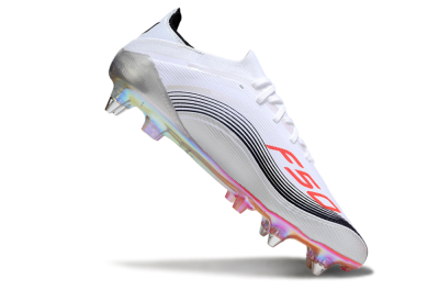 Men's Messi x Adidas F50 Elite SG Soft Ground Low-Tops Football Boots - White/Red/Black