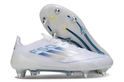Men's Adidas F50 Elite SG Soft Ground Low-Tops Football Boots - White/Blue/Silver