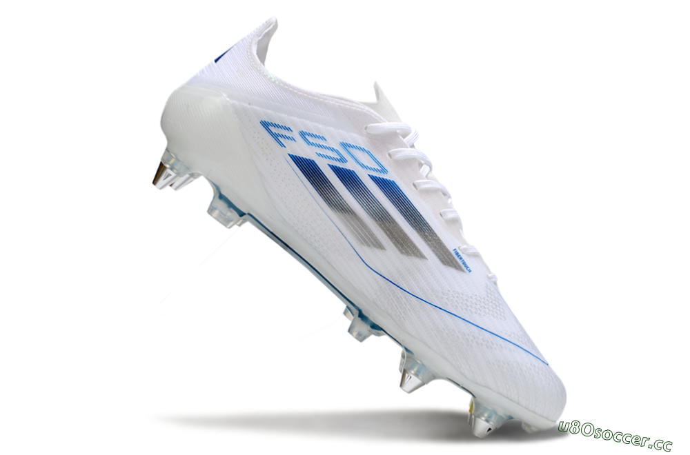 Men's Adidas F50 Elite SG Soft Ground Low-Tops Football Boots - White/Blue/Silver 4
