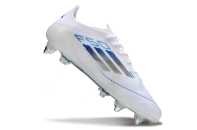 Men's Adidas F50 Elite SG Soft Ground Low-Tops Football Boots - White/Blue/Silver
