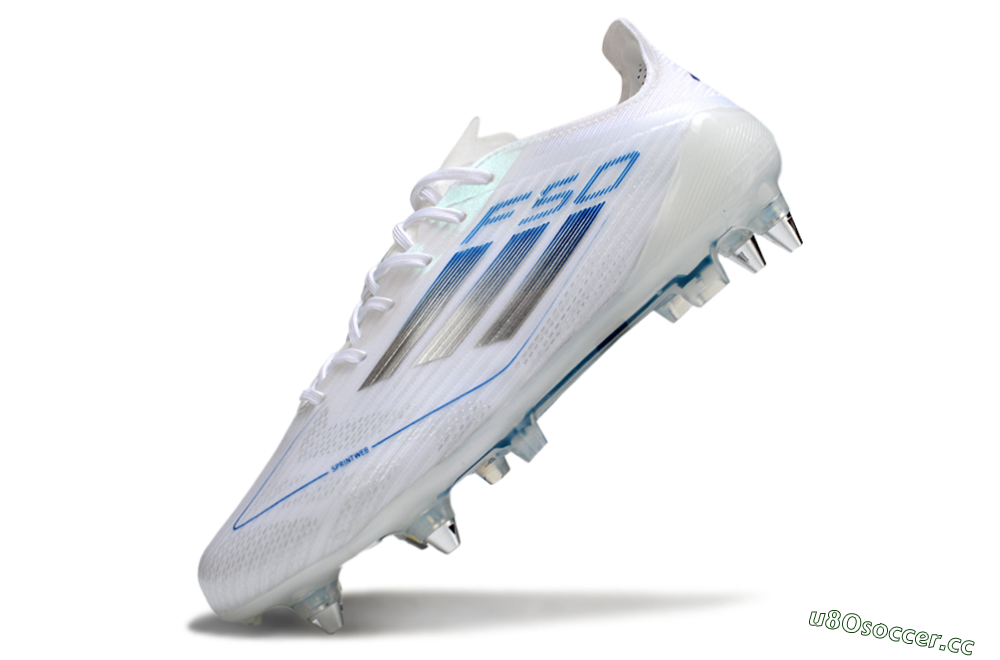 Men's Adidas F50 Elite SG Soft Ground Low-Tops Football Boots - White/Blue/Silver 5