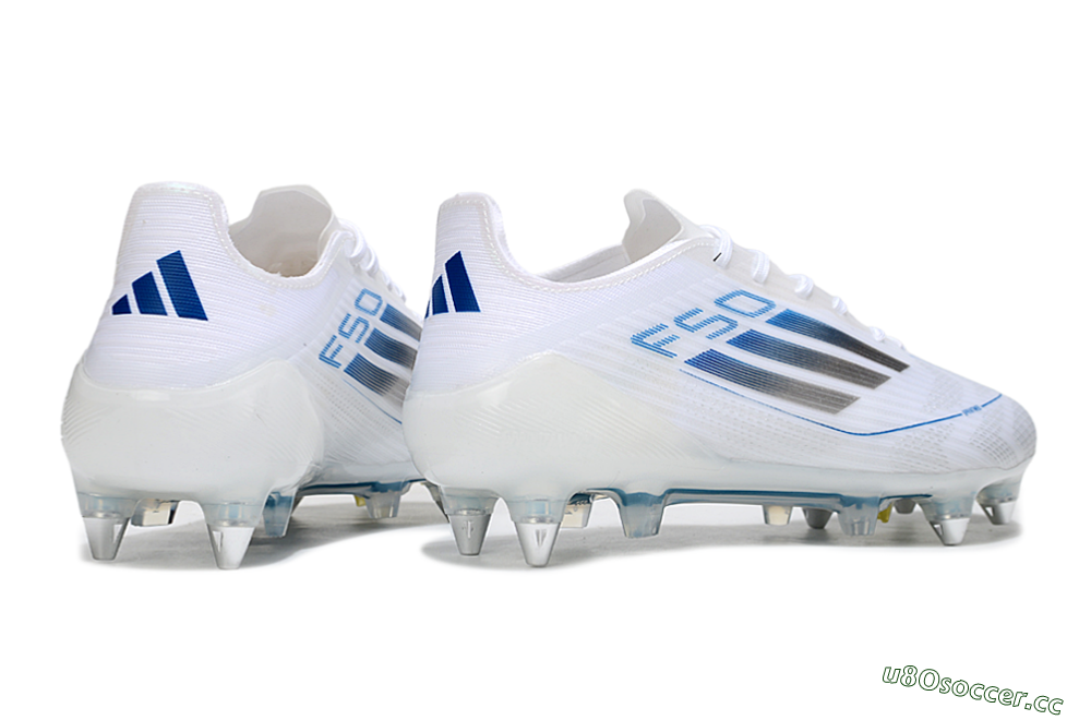Men's Adidas F50 Elite SG Soft Ground Low-Tops Football Boots - White/Blue/Silver 6