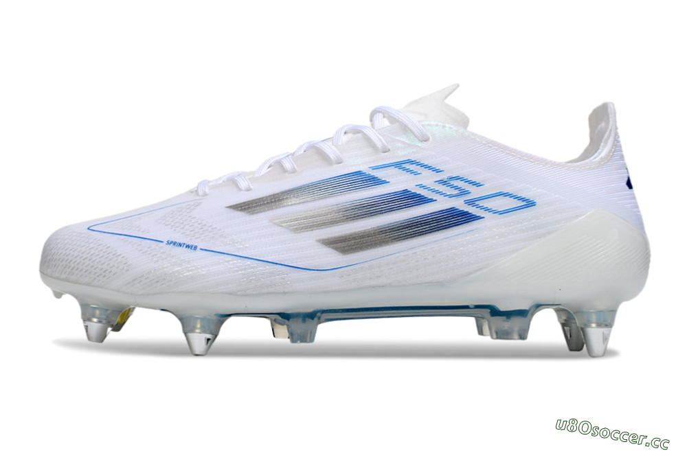 Men's Adidas F50 Elite SG Soft Ground Low-Tops Football Boots - White/Blue/Silver 0