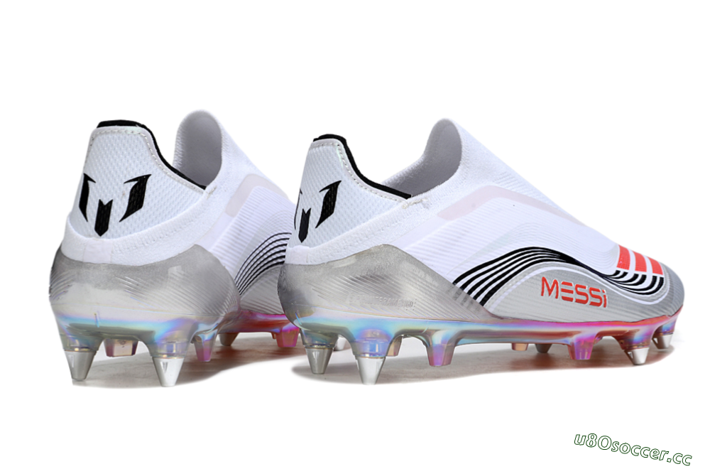 Men's Messi x Adidas F50 Elite Laceless SG Soft Ground Low-Tops Football Boots - White/Red/Black 6