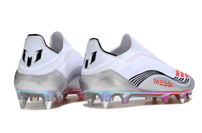 Men's Messi x Adidas F50 Elite Laceless SG Soft Ground Low-Tops Football Boots - White/Red/Black