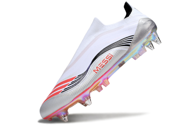 Men's Messi x Adidas F50 Elite Laceless SG Soft Ground Low-Tops Football Boots - White/Red/Black