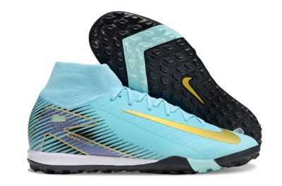Unisex Nike Air Zoom Mercurial Superfly 10 Elite TF Artificial Turf High-Tops Football Shoes - Jade/Gold/Black