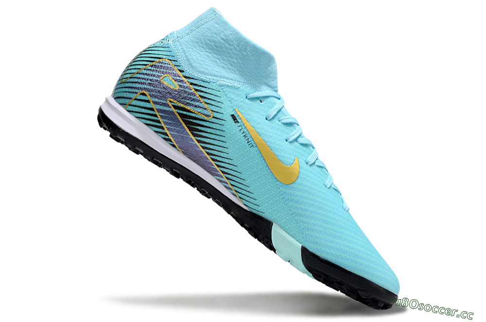 Unisex Nike Air Zoom Mercurial Superfly 10 Elite TF Artificial Turf High-Tops Football Shoes - Jade/Gold/Black 4