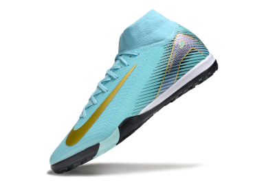 Unisex Nike Air Zoom Mercurial Superfly 10 Elite TF Artificial Turf High-Tops Football Shoes - Jade/Gold/Black