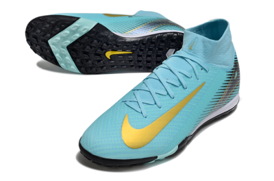 Unisex Nike Air Zoom Mercurial Superfly 10 Elite TF Artificial Turf High-Tops Football Shoes - Jade/Gold/Black