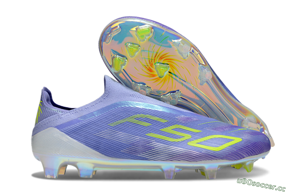 Unisex Adidas F50 Elite Laceless FG Firm Ground Low-Tops Football Boots - Purple/Yellow/White 2