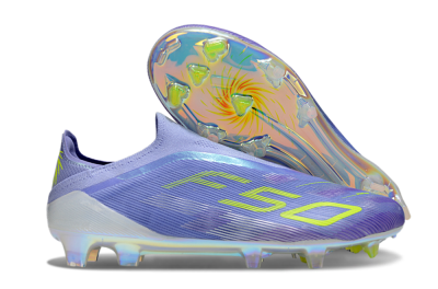 Unisex Adidas F50 Elite Laceless FG Firm Ground Low-Tops Football Boots - Purple/Yellow/White