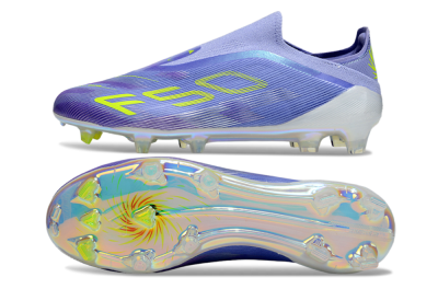 Unisex Adidas F50 Elite Laceless FG Firm Ground Low-Tops Football Boots - Purple/Yellow/White