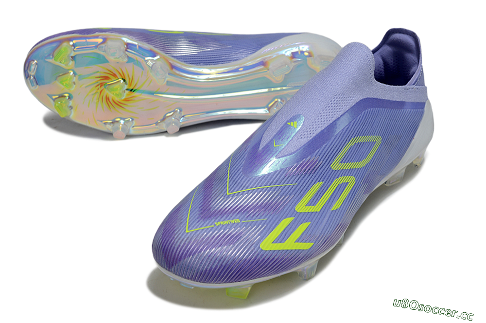 Unisex Adidas F50 Elite Laceless FG Firm Ground Low-Tops Football Boots - Purple/Yellow/White 3