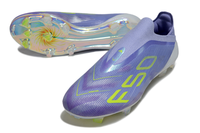Unisex Adidas F50 Elite Laceless FG Firm Ground Low-Tops Football Boots - Purple/Yellow/White