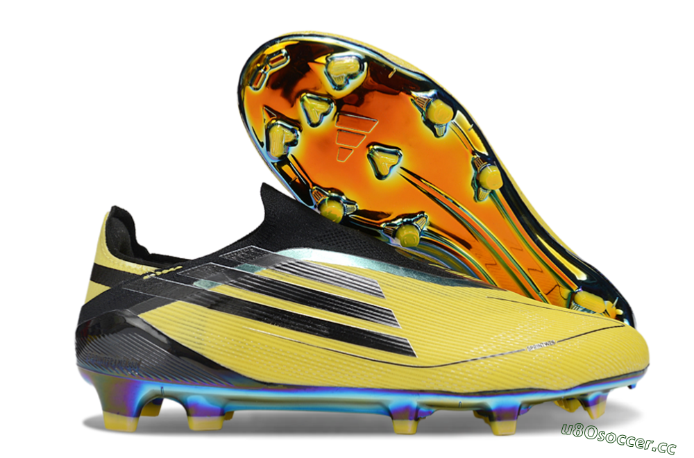 Unisex Adidas F50 Elite Laceless FG Firm Ground Low-Tops Football Boots - Yellow/Black/Gold 2