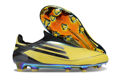 Unisex Adidas F50 Elite Laceless FG Firm Ground Low-Tops Football Boots - Yellow/Black/Gold
