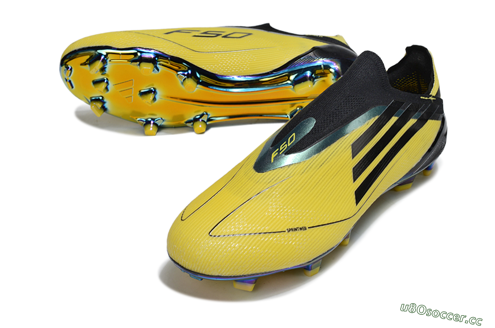 Unisex Adidas F50 Elite Laceless FG Firm Ground Low-Tops Football Boots - Yellow/Black/Gold 3