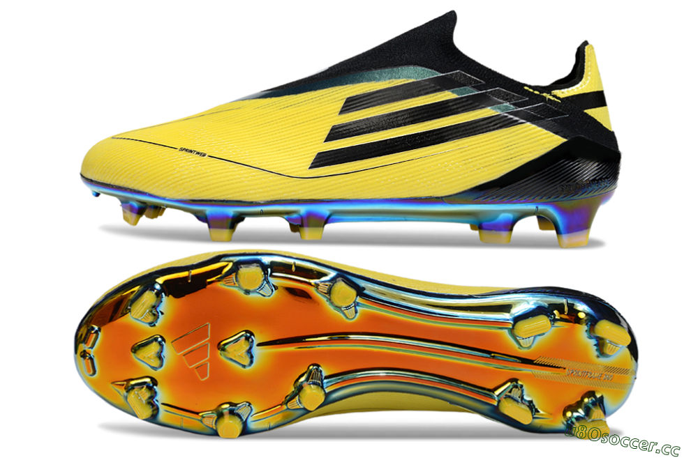 Unisex Adidas F50 Elite Laceless FG Firm Ground Low-Tops Football Boots - Yellow/Black/Gold 1