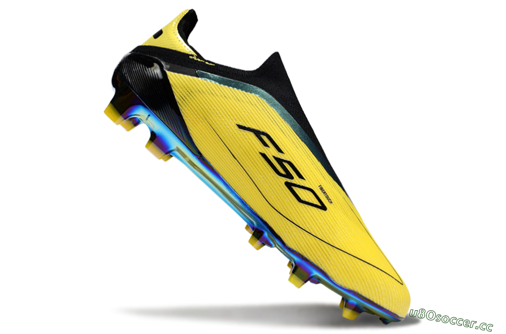 Unisex Adidas F50 Elite Laceless FG Firm Ground Low-Tops Football Boots - Yellow/Black/Gold 4