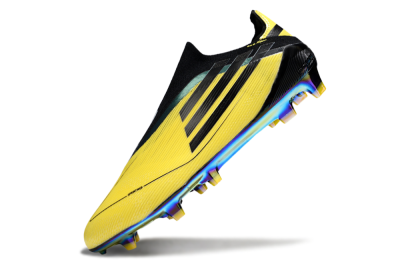 Unisex Adidas F50 Elite Laceless FG Firm Ground Low-Tops Football Boots - Yellow/Black/Gold