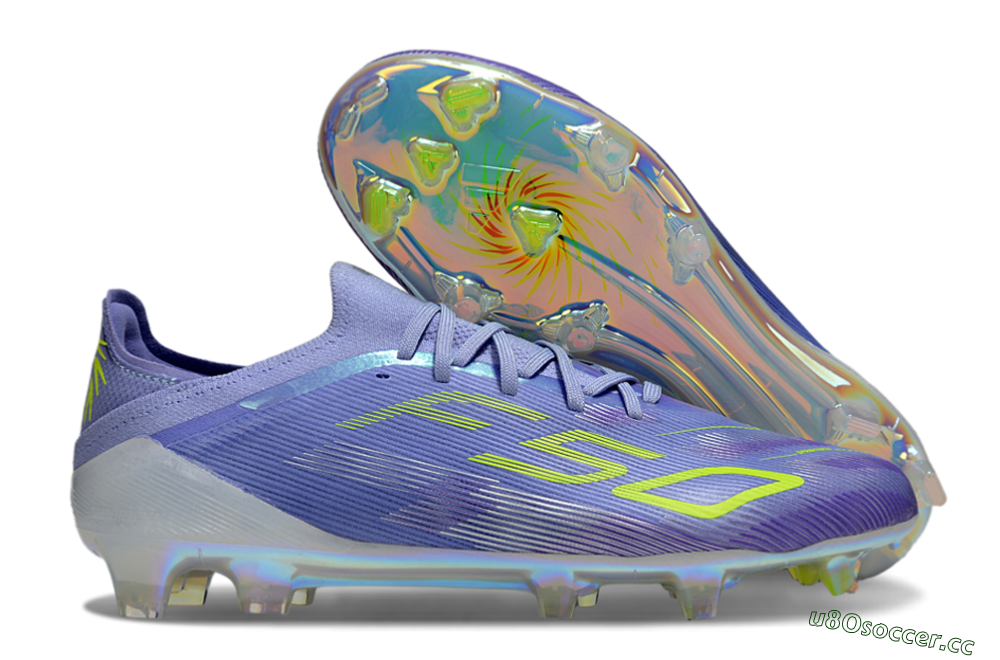 Unisex Adidas F50 Elite FG Firm Ground Low-Tops Football Boots - Purple/Yellow/White 2