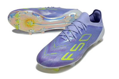 Unisex Adidas F50 Elite FG Firm Ground Low-Tops Football Boots - Purple/Yellow/White