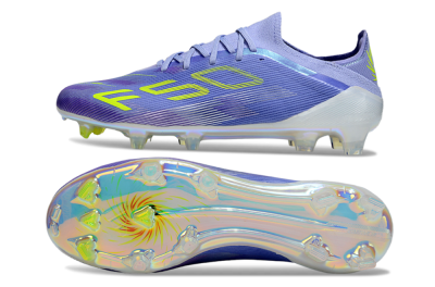 Unisex Adidas F50 Elite FG Firm Ground Low-Tops Football Boots - Purple/Yellow/White