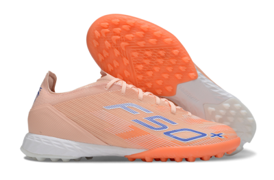 Men's Adidas F50+ Pro TF Artificial Turf Low-Tops Football Shoes - Pink/Red/Blue