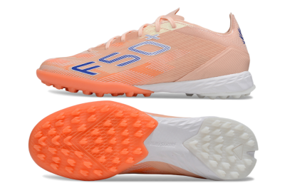 Men's Adidas F50+ Pro TF Artificial Turf Low-Tops Football Shoes - Pink/Red/Blue