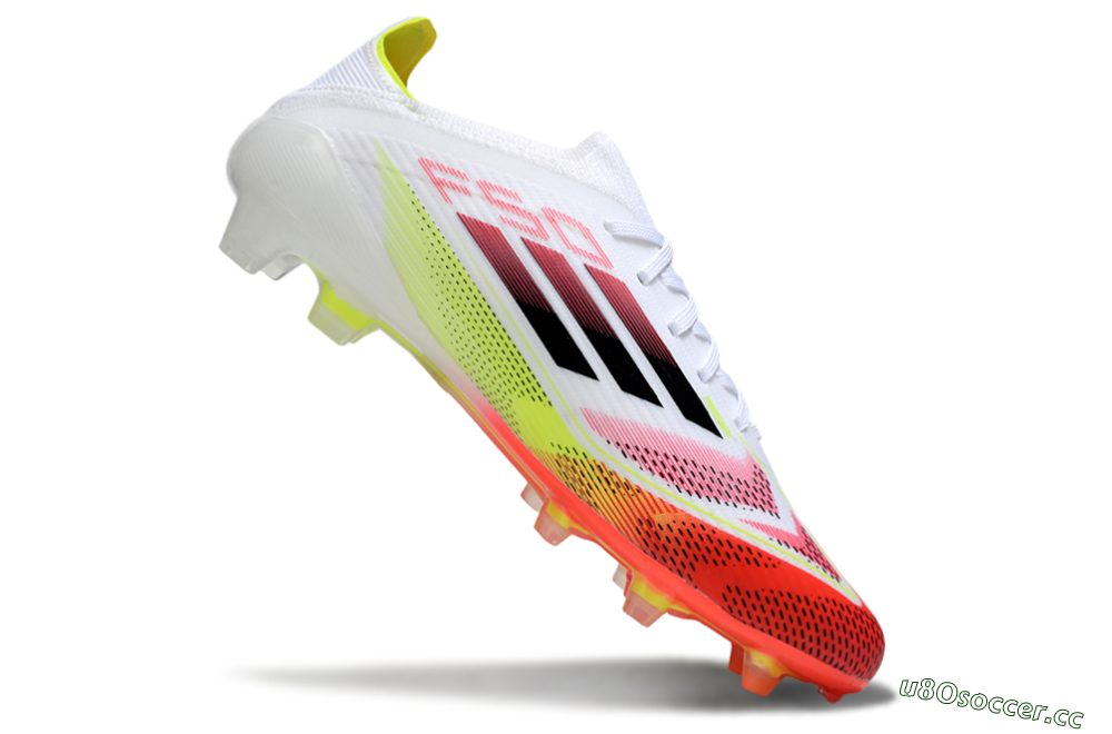 Unisex Adidas F50 Elite FG Firm Ground Low-Tops Football Boots - White/Red/Yellow 5