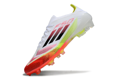 Unisex Adidas F50 Elite FG Firm Ground Low-Tops Football Boots - White/Red/Yellow