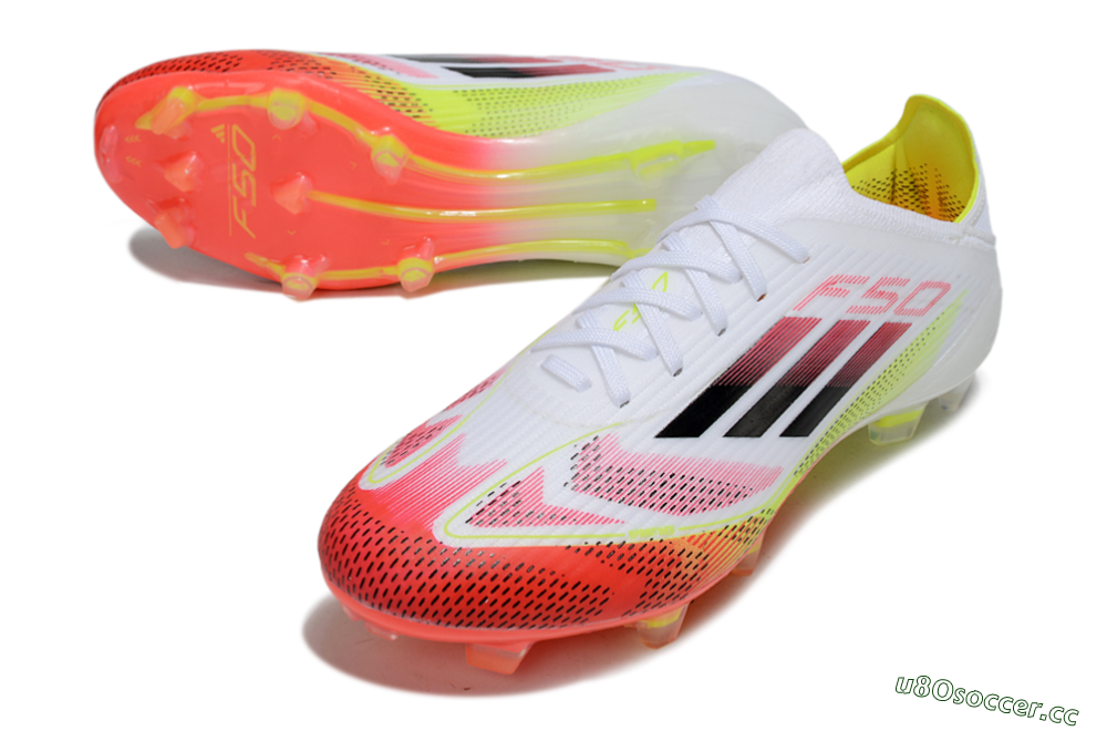Unisex Adidas F50 Elite FG Firm Ground Low-Tops Football Boots - White/Red/Yellow 3