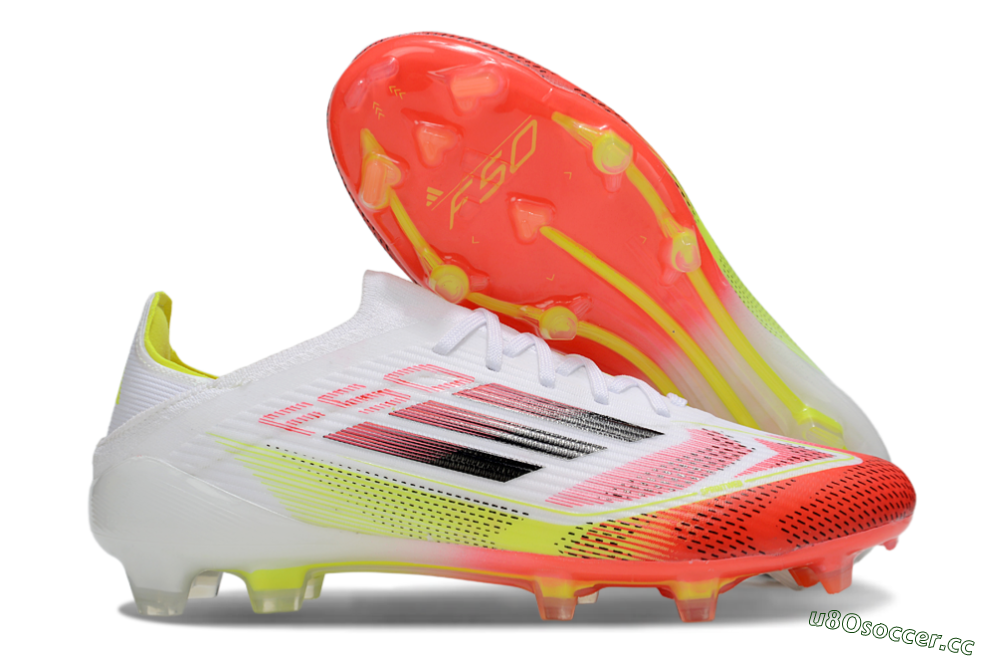Unisex Adidas F50 Elite FG Firm Ground Low-Tops Football Boots - White/Red/Yellow 2