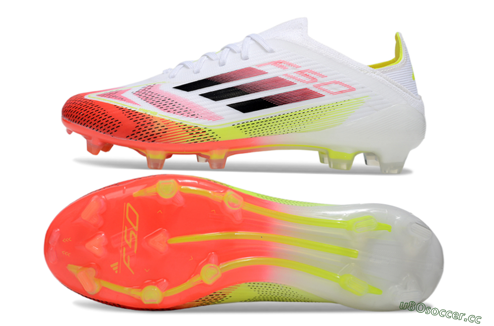 Unisex Adidas F50 Elite FG Firm Ground Low-Tops Football Boots - White/Red/Yellow 1