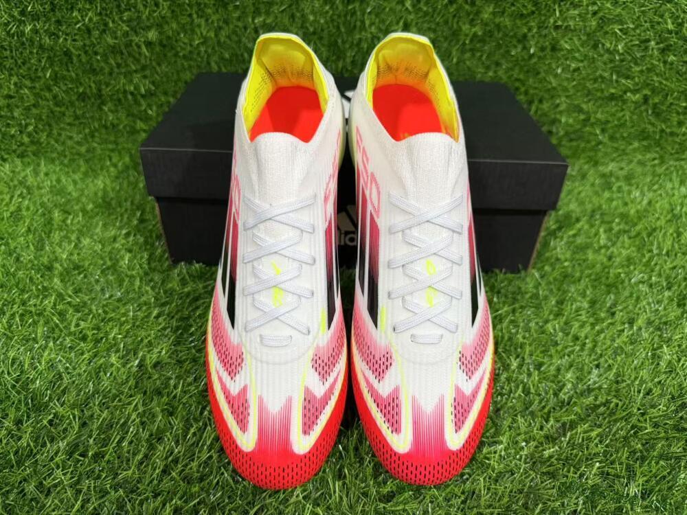 Unisex Adidas F50 Elite FG Firm Ground Low-Tops Football Boots - White/Red/Yellow