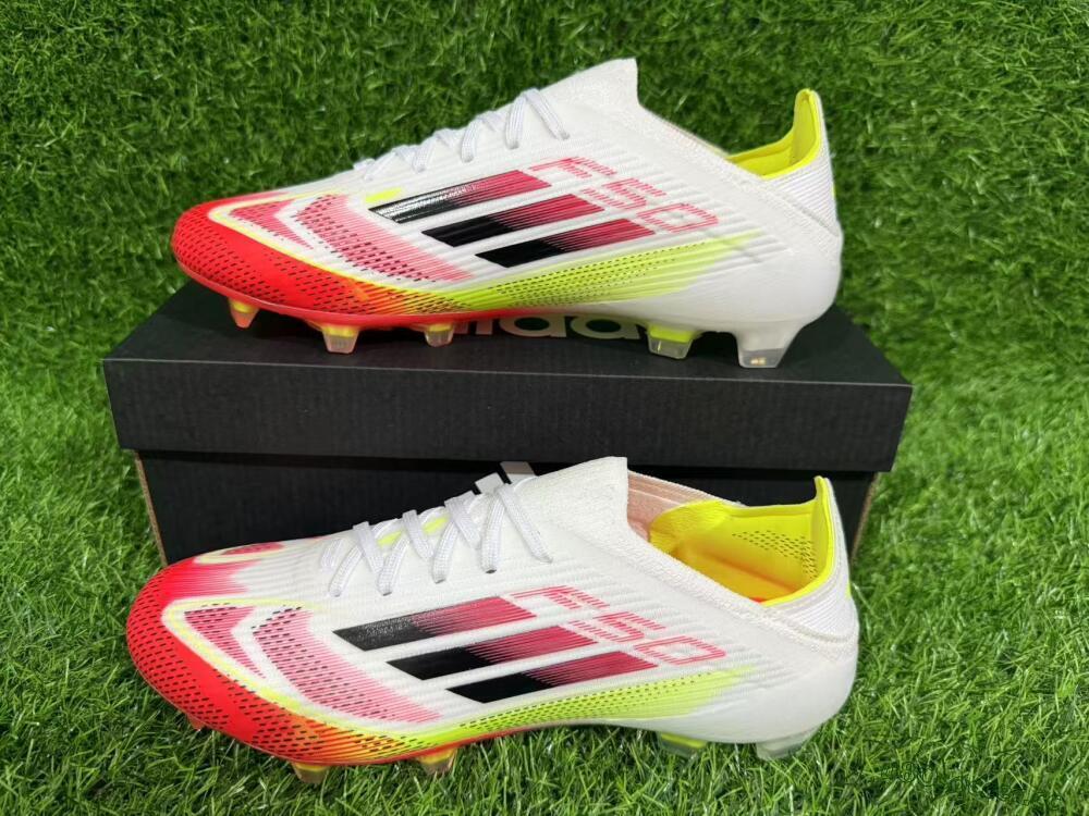 Unisex Adidas F50 Elite FG Firm Ground Low-Tops Football Boots - White/Red/Yellow