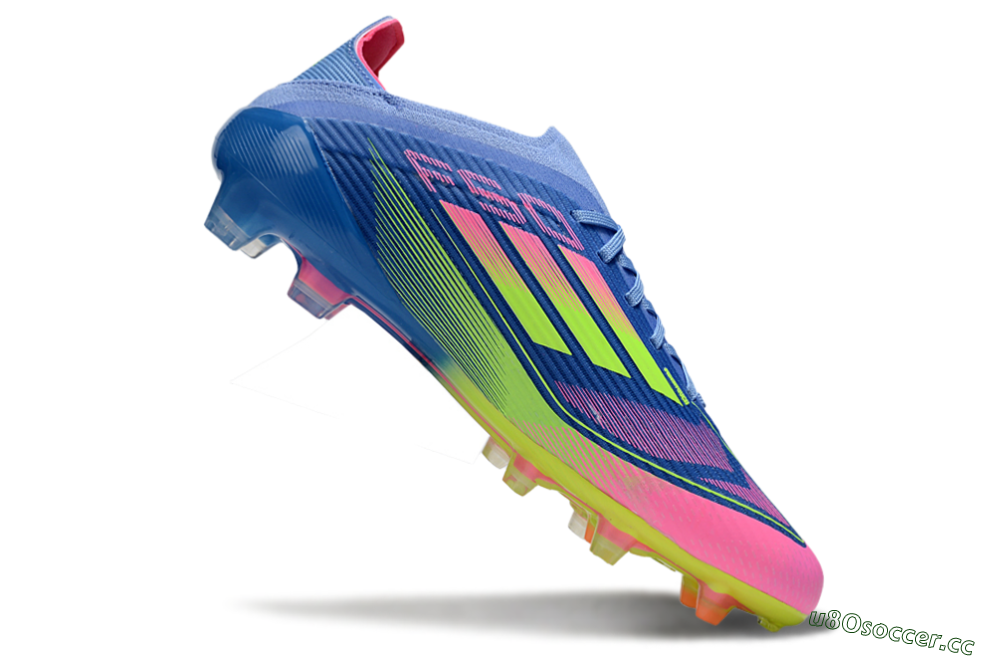 Unisex Adidas F50 Elite FG Firm Ground Low-Tops Football Boots - Blue/Yellow/Pink 5