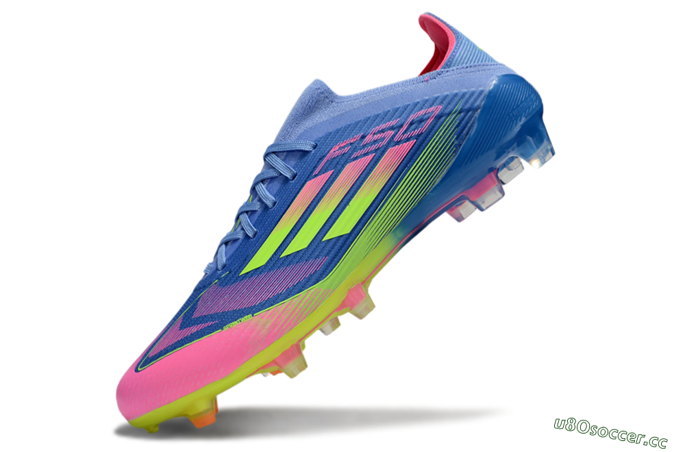 Unisex Adidas F50 Elite FG Firm Ground Low-Tops Football Boots - Blue/Yellow/Pink 6
