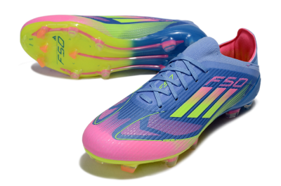 Unisex Adidas F50 Elite FG Firm Ground Low-Tops Football Boots - Blue/Yellow/Pink