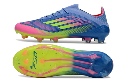 Unisex Adidas F50 Elite FG Firm Ground Low-Tops Football Boots - Blue/Yellow/Pink