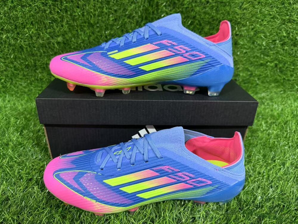 Unisex Adidas F50 Elite FG Firm Ground Low-Tops Football Boots - Blue/Yellow/Pink