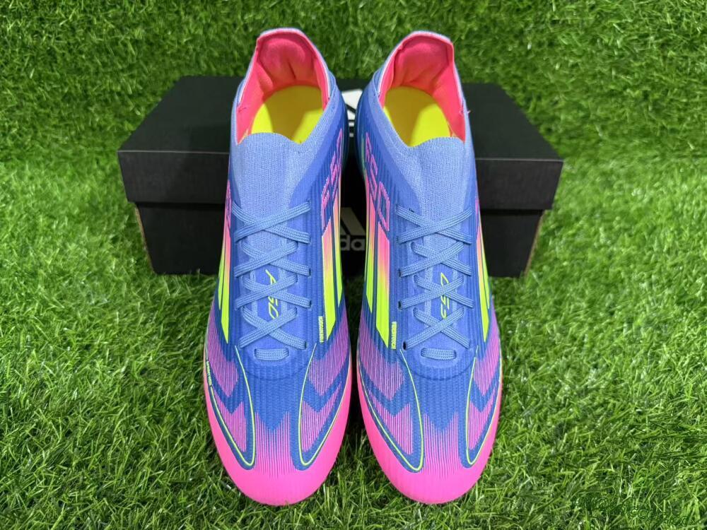 Unisex Adidas F50 Elite FG Firm Ground Low-Tops Football Boots - Blue/Yellow/Pink