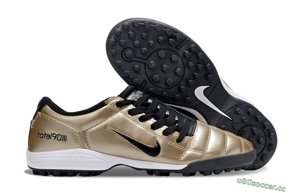 Men's Nike Total 90 III TF Artificial Turf Low-Tops Football Shoes - Gold/Black/White 2