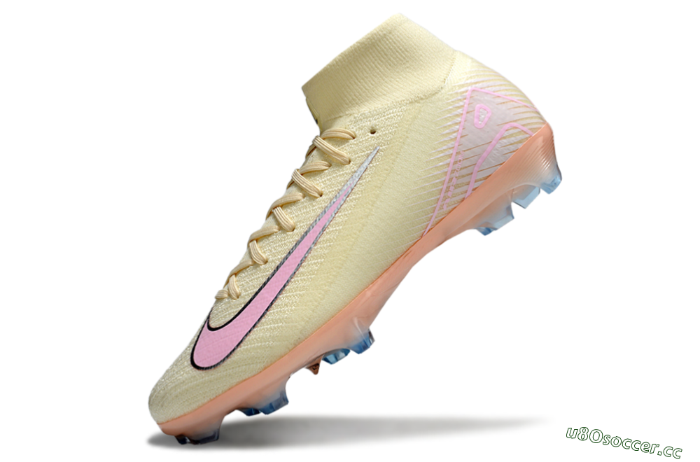Unisex Nike Air Zoom Mercurial Superfly 10 Elite FG Firm Ground High-Tops Football Boots - Yellow/Pink/Silver 6